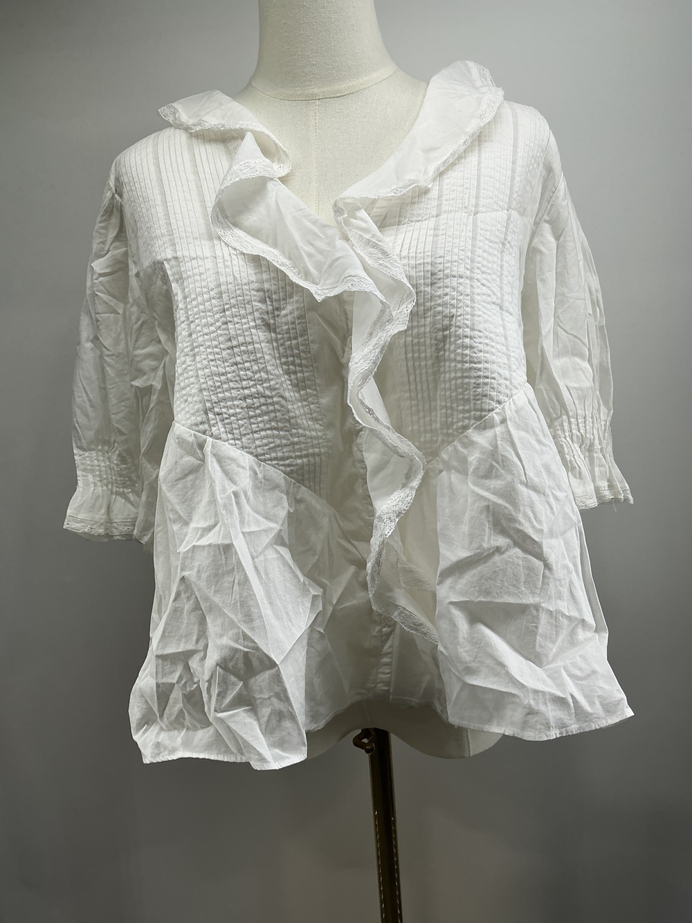 Organic Cotton Voile Short Sleeve Peasant Blouse